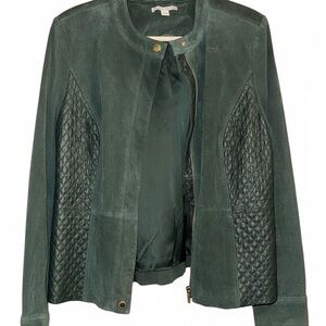 Isaac Mizrahi Dark Green Leather Jacket